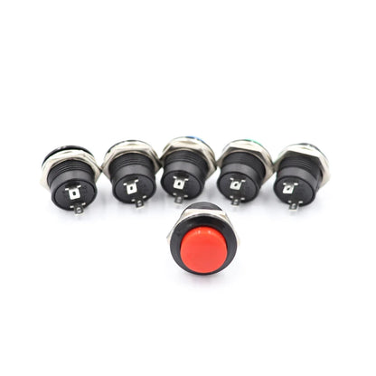 6 uds momentáneo SPST sin tapa redonda interruptor de botón AC 6A/125V 3A/250V 6 colores R13-507 botón momentáneo