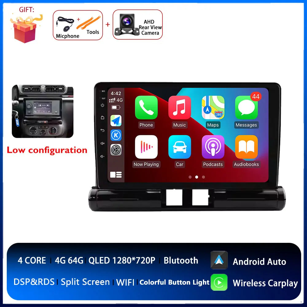 Android Auto radio de coche para Citroen C3/C3 aircross 2017-2023 C4/C4 Aircross reproductor multimedia 4G Autoradio GPS estéreo Carplay