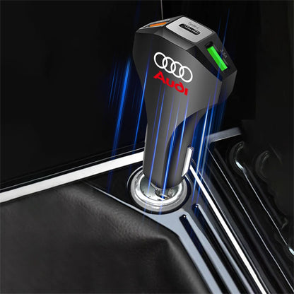 Cargador de coche con puertos USB tipo C, adaptador de carga súper rápida para Audi Sline Quattro RS S TT A1 A2 A3 A4 A5 A6 A7 A8 Q1 Q2 Q3 Q4 S4S