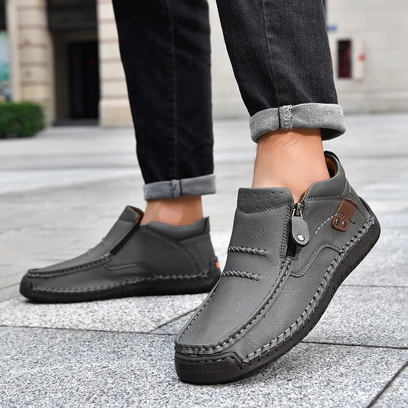 Zapatos informales de cuero de alta calidad para hombre, mocasines transpirables hechos a mano, zapatillas de deporte a la moda, mocasines, zapatos náuticos de marca de lujo