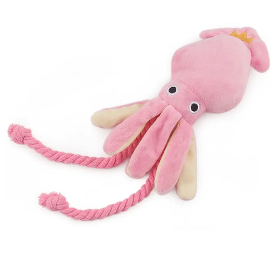Calamar cachorro mascota perro masticar para limpieza de dientes rosas encantadores juguetes para mascotas pulpo juguetes de peluche suministros BB pequeño lindo cuerda juguete perro chirrido