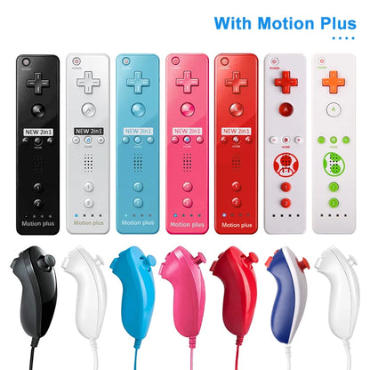 Un par de mandos a distancia con controlador Nunchuck para juegos Wii Control para consola Wii Gamepad inalámbrico con Motion Plus