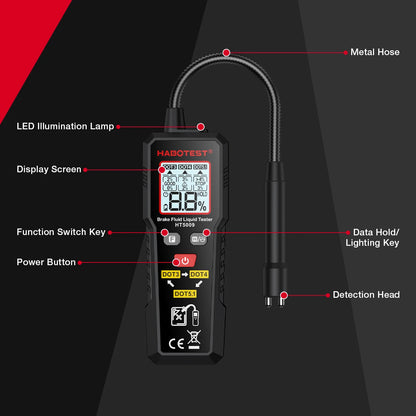 Probador de líquido de frenos Digital, Detector de aceite de frenos de coche para DOT3/DOT4/DOT5.1, retroiluminación, sonda Flexible, analizador de humedad de aceite de frenos