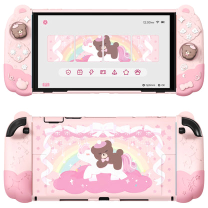 PlayVital Funda protectora acoplable para Switch 2 – Funda de silicona Good Night Bear con empuñaduras Joycon desmontables y lindas tapas para el pulgar