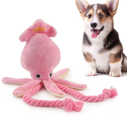 Calamar cachorro mascota perro masticar para limpieza de dientes rosas encantadores juguetes para mascotas pulpo juguetes de peluche suministros BB pequeño lindo cuerda juguete perro chirrido
