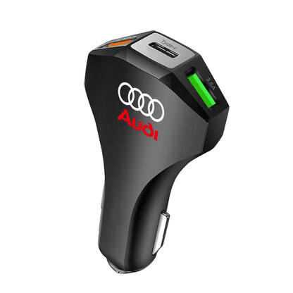 Cargador de coche con puertos USB tipo C, adaptador de carga súper rápida para Audi Sline Quattro RS S TT A1 A2 A3 A4 A5 A6 A7 A8 Q1 Q2 Q3 Q4 S4S