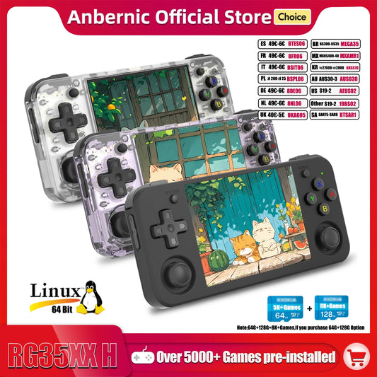 ANBERNIC-Consola de mano RG35XX H para videojuegos, videoconsola Retro con pantalla IPS de 3,5 pulgadas, 640x480, 3300 mAh, más de 5000 juegos