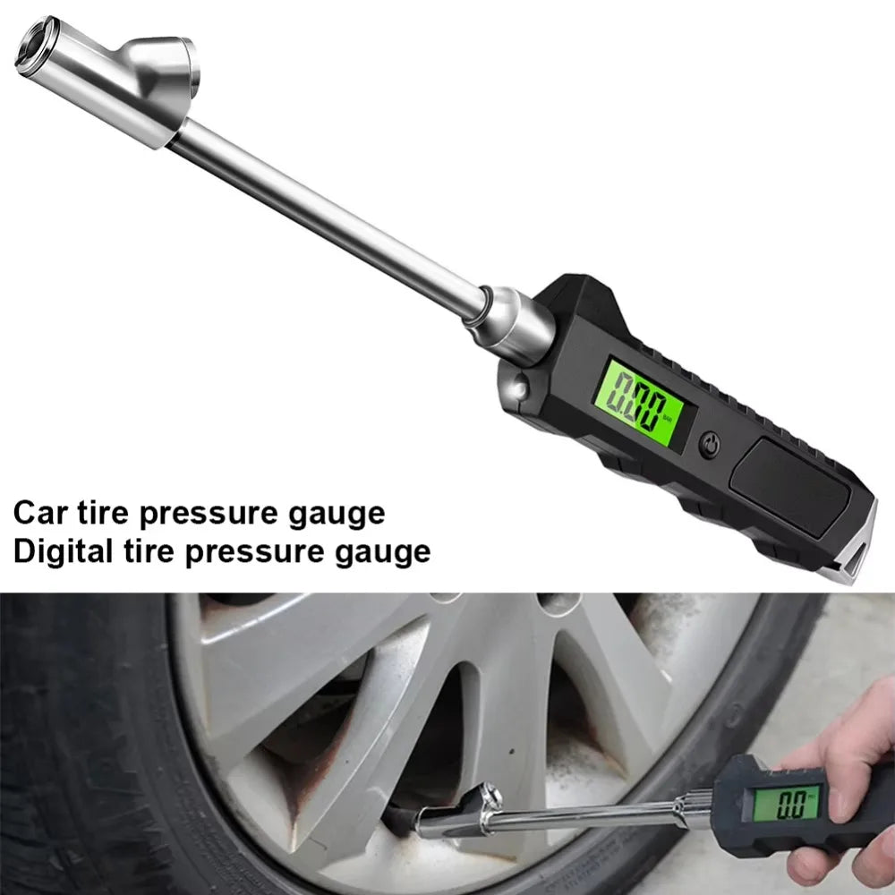 Manómetro digital de neumáticos 230 PSI 4 configuraciones resistente antideslizante con linterna LCD retroiluminada para camión/coche/bicicleta/motocicletas