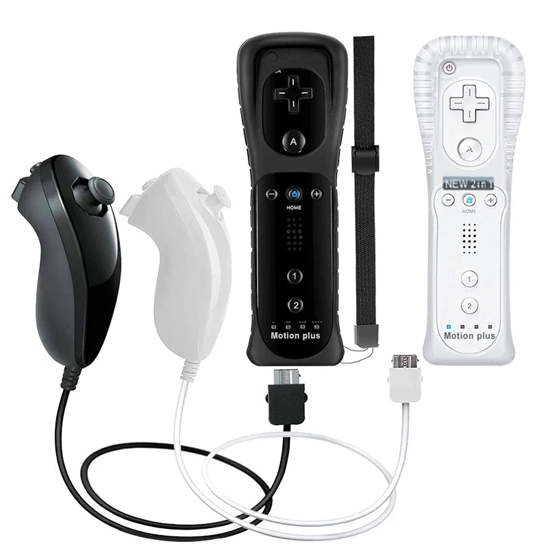 Un par de mandos a distancia con controlador Nunchuck para juegos Wii Control para consola Wii Gamepad inalámbrico con Motion Plus