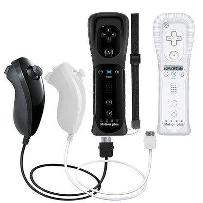 Un par de mandos a distancia con controlador Nunchuck para juegos Wii Control para consola Wii Gamepad inalámbrico con Motion Plus