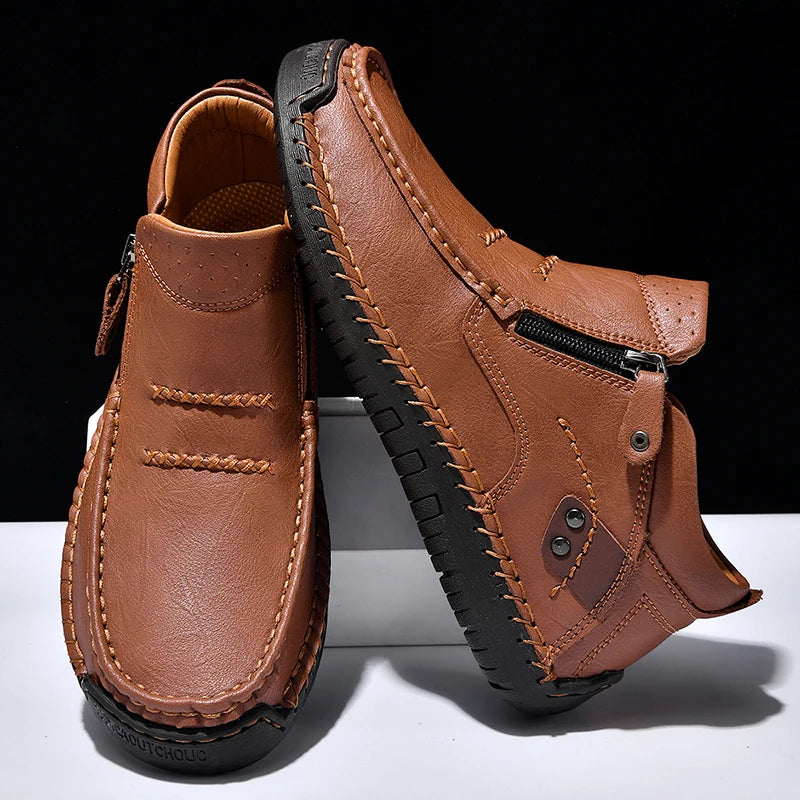 Zapatos informales de cuero de alta calidad para hombre, mocasines transpirables hechos a mano, zapatillas de deporte a la moda, mocasines, zapatos náuticos de marca de lujo