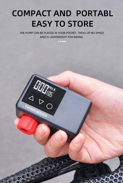 ThinkRider 120 PSI bicicleta de bolsillo portátil bomba de aire eléctrica MINI inflador de neumáticos para bicicleta pantalla de calibre Digital