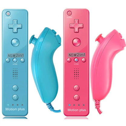 Un par de mandos a distancia con controlador Nunchuck para juegos Wii Control para consola Wii Gamepad inalámbrico con Motion Plus