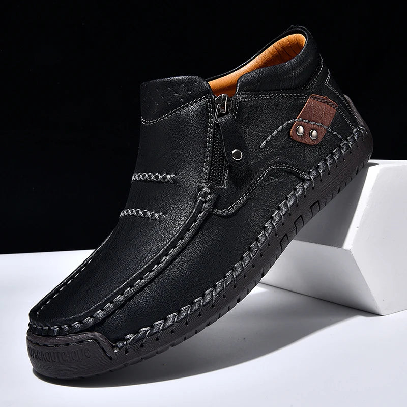 Zapatos informales de cuero de alta calidad para hombre, mocasines transpirables hechos a mano, zapatillas de deporte a la moda, mocasines, zapatos náuticos de marca de lujo