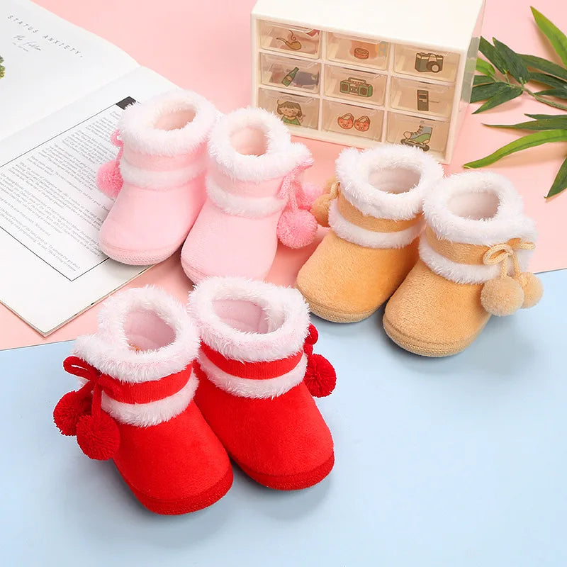 Botas cálidas de invierno para recién nacidos, zapatos de bebé, zapatillas de deporte para niños y niñas, zapatos planos de fondo suave para niños, botas de nieve cálidas de 0 a 18M