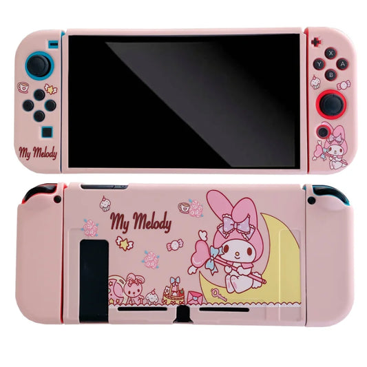 La melodía es adecuada para la cubierta anticaída de color suave de silicona Nintendo OLED, funda protectora desmontable para consola de juegos portátil NS