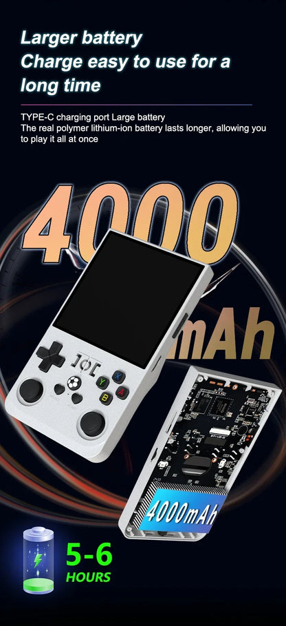 Consola R36 Max, reproductores de juegos portátiles, pantalla IPS de 4 pulgadas, consola de código abierto, reproductor de vídeo de bolsillo Retro, 64G/128G, más de hasta 22000 juegos