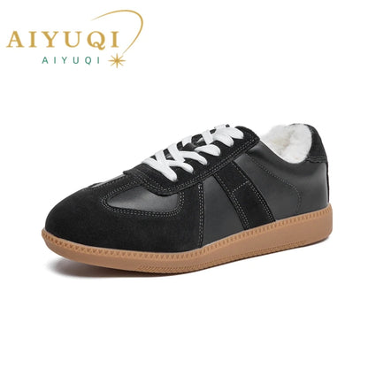 AIYUQI, zapatillas de deporte para mujer, novedad de 2025, zapatos de entrenamiento moral de cuero genuino para mujer, zapatos planos informales de primavera para mujer
