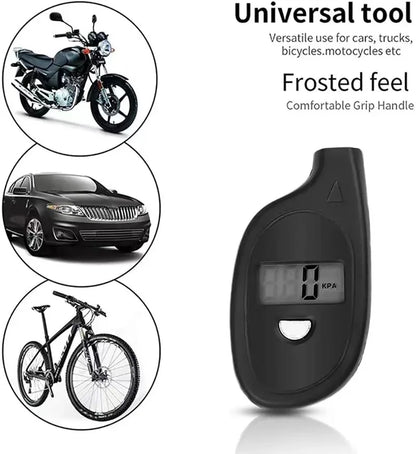 Manómetro digital de neumáticos con pantalla LCD: probador de presión de aire para automóviles y motocicletas y herramienta de alarma de seguridad