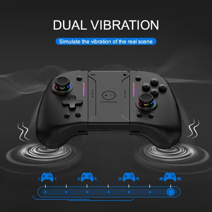 LinYuvo KS42 Joy-pad inalámbrico con luz de meteoros con luces RGB de 8 colores para interruptor/Lite/OLED, con programable, Turbo y vibración