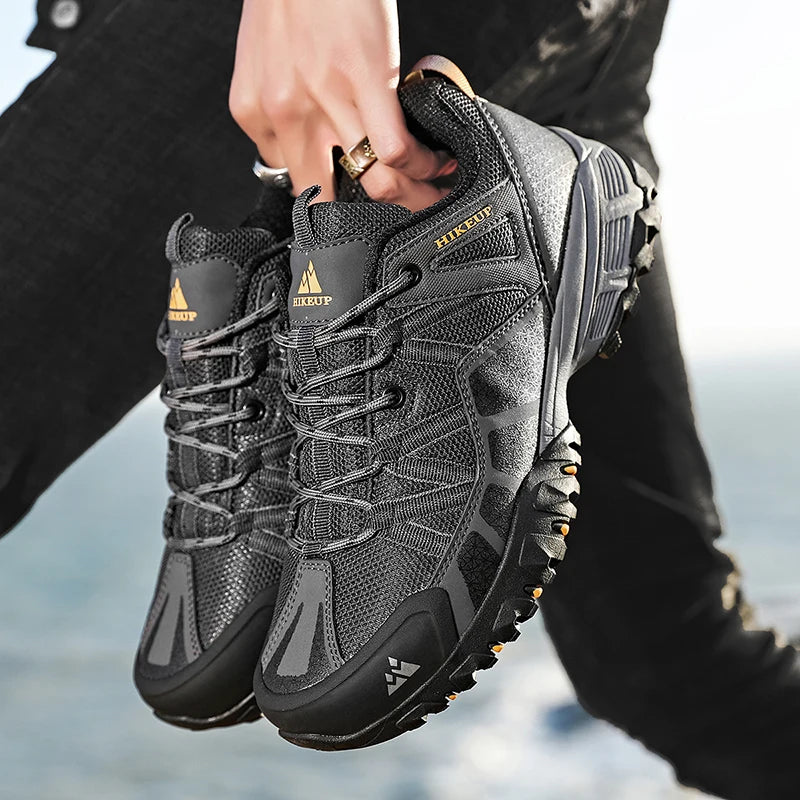 HIKEUP, zapatillas antideslizantes con amortiguación transpirable, zapatos de senderismo para hombre, zapatillas deportivas para correr y senderismo, zapatos deportivos de montaña al aire libre para hombre