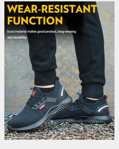 Zapatillas de trabajo con punta de acero para hombre, zapatos de seguridad, botas de trabajo a prueba de perforaciones, calzado Indestructible de moda