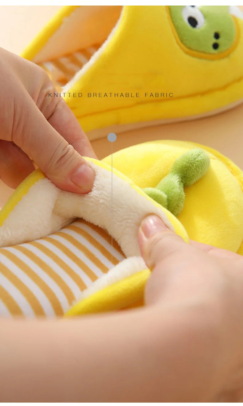 Zapatilla de piel de dinosaurio de dibujos animados para niños, zapatos suaves de otoño e invierno cálidos de princesa para bebés y niñas, zapatos de piel de lana de algodón para interiores y dormitorios