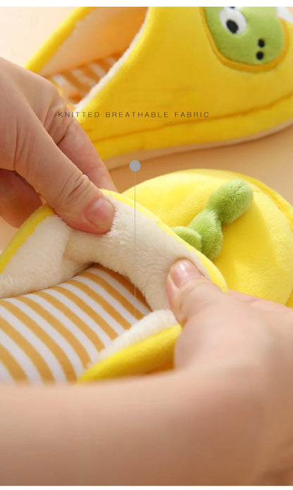 Zapatilla de piel de dinosaurio de dibujos animados para niños, zapatos suaves de otoño e invierno cálidos de princesa para bebés y niñas, zapatos de piel de lana de algodón para interiores y dormitorios