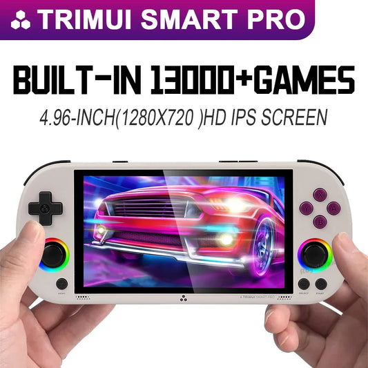 Consola de juegos portátil Trimui Smart Pro, 128G, 256G, pantalla IPS de 4,96 pulgadas, sistema Linux, Joystick, iluminación RGB, reproductor de videojuegos Retro, nuevo