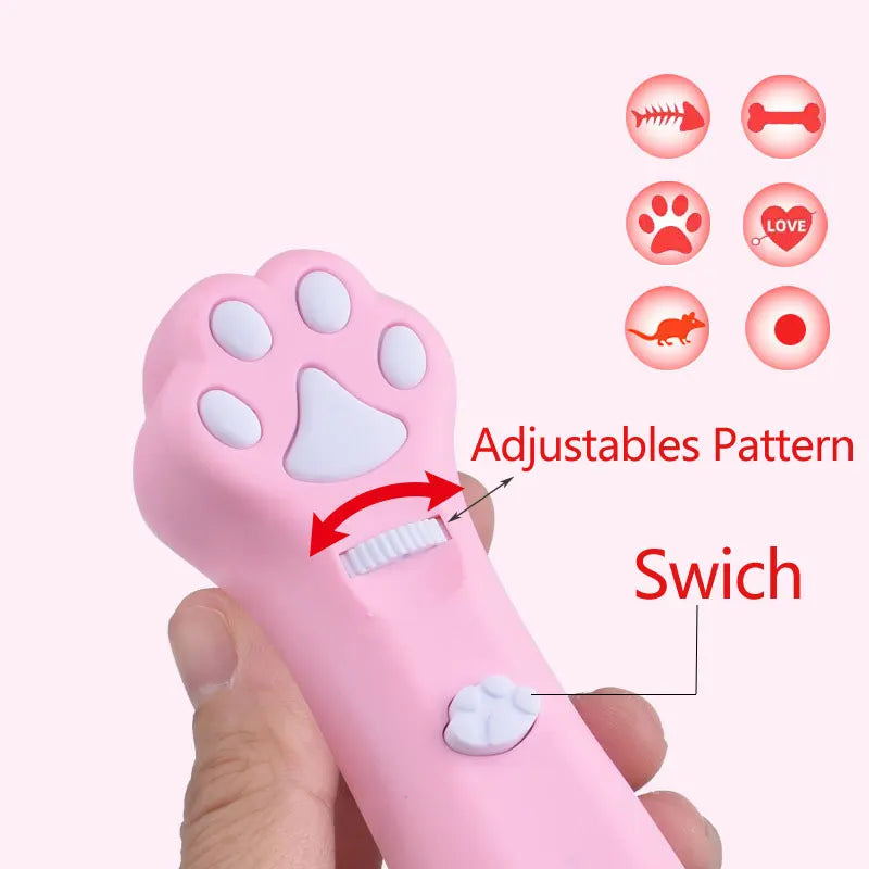 Palo de burla láser para gatos, 5 modos + puntero de luz LED de punto rojo, juguetes de proyección interactivos para interiores, accesorios para perros y gatitos
