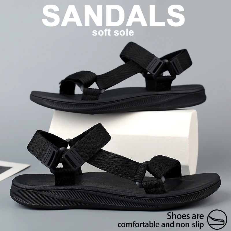 Sandalias Wadable de verano para exteriores, plantilla para esterilla de Yoga con soporte para arco para hombre, zapatillas de playa abiertas de gladiador, zapatos planos antideslizantes y duraderos para hombre