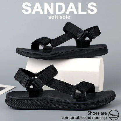 Sandalias Wadable de verano para exteriores, plantilla para esterilla de Yoga con soporte para arco para hombre, zapatillas de playa abiertas de gladiador, zapatos planos antideslizantes y duraderos para hombre