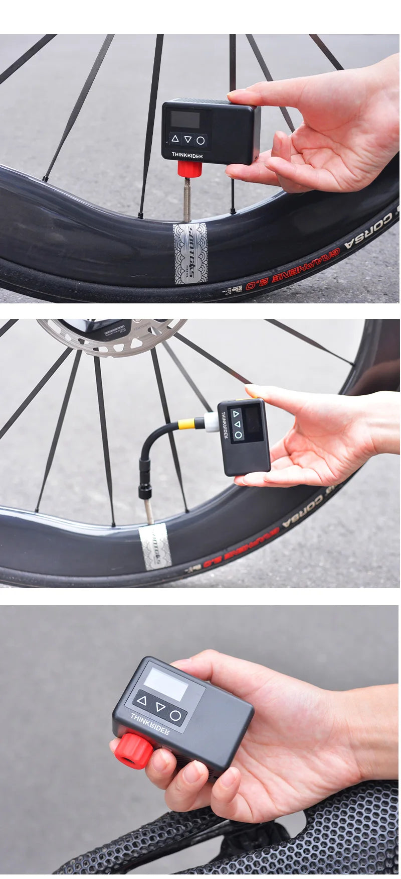 ThinkRider 120 PSI bicicleta de bolsillo portátil bomba de aire eléctrica MINI inflador de neumáticos para bicicleta pantalla de calibre Digital