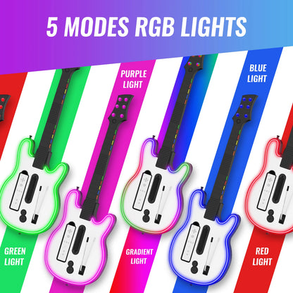 Consola Wii Controlador de guitarra inalámbrico Consola Wii Guitarra para juegos de banda de rock con luces RGB