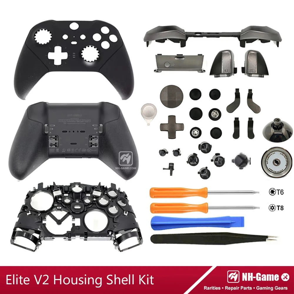 Kit de carcasa de repuesto para controlador Xbox Elite Series 2, funda frontal trasera LB RB, empuñaduras de botón de parachoques, bolsa de transporte