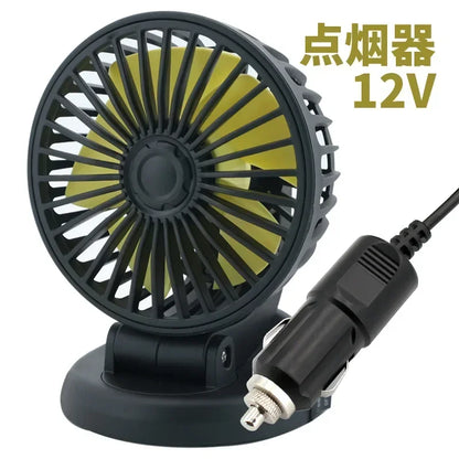 Ventilador automotriz del coche del ventilador 12v 24v 360 °   Ventilador de aire ajustable de 3 cabezales, tarjeta de estacionamiento temporal multifuncional de poco ruido, ventilador para vehículos