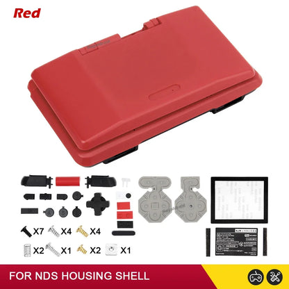 Carcasa de repuesto para consola NDS, DS, NDS, accesorios con botones, 6 colores, azul y rojo