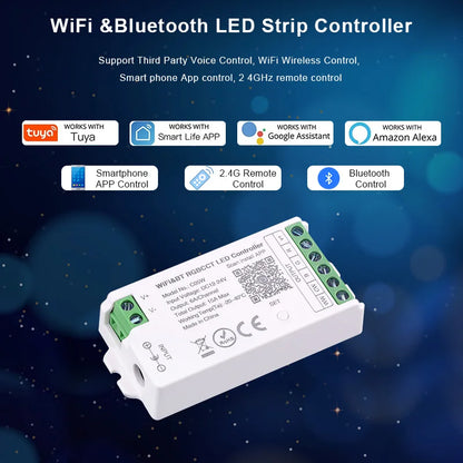 Tuya WiFi LED controlador Alexa Google Home Control de voz RGB RGBW CCT tira de LED controlador inteligente aplicación BT RF remoto 2,4G DC12V-24V