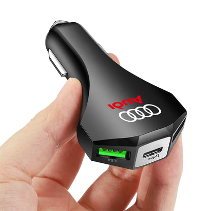 Cargador de coche con puertos USB tipo C, adaptador de carga súper rápida para Audi Sline Quattro RS S TT A1 A2 A3 A4 A5 A6 A7 A8 Q1 Q2 Q3 Q4 S4S