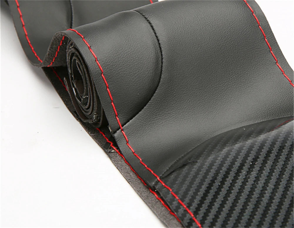 Protector de fibra de carbono para volante de coche, cubierta Universal para coser a mano, Protector de cuero de punto DIY, cubierta trenzada para volante de 38 cm