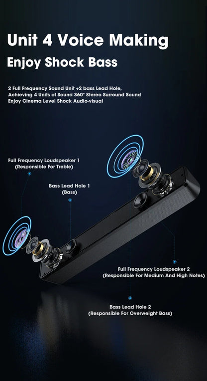 Barra de sonido para PC, altavoz con cable y Bluetooth, barra de sonido alimentada por USB para TV, Pc, portátil, juegos, sistema de Audio envolvente para cine en casa