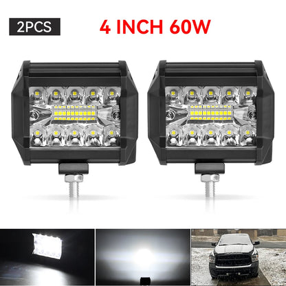 Barras de luz Led todoterreno combinadas de 4/ 7 pulgadas y 120W, haz de inundación para trabajo, conducción, barco todoterreno, coche, Tractor, camión, 4x4, SUV, ATV, 12V, 24V