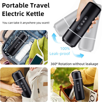 Hervidor eléctrico de viaje para coche, 12V/24V, portátil, taza de agua caliente, pantalla de visualización, calor de acero inoxidable 316 para preparar café y té