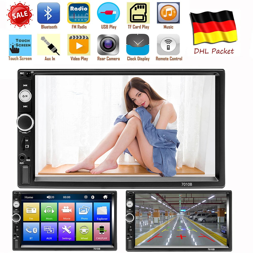 Podofo 2 din Radio de coche 7 "HD Autoradio reproductor Multimedia 2DIN pantalla táctil Auto audio estéreo de coche MP5 Bluetooth USB TF FM cámara