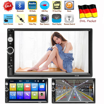 Podofo 2 din Radio de coche 7 "HD Autoradio reproductor Multimedia 2DIN pantalla táctil Auto audio estéreo de coche MP5 Bluetooth USB TF FM cámara