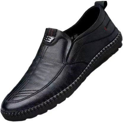 Mocasines de cuero PU para hombre, zapatos planos antideslizantes para caminar, zapatos informales transpirables sin cordones para exteriores para trabajo masculino, zapatillas de deporte para conducir en la oficina2