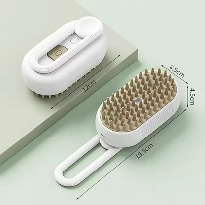 Cepillo de masaje en aerosol para perros y gatos, pulverizador de vapor de un botón, cepillo de depilación flotante giratorio plegable para baño, peine