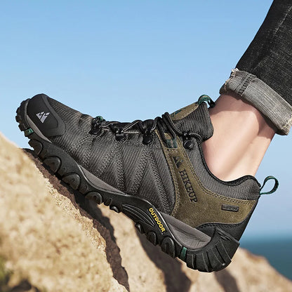 HIKEUP-zapatos de senderismo antideslizantes para hombre, calzado transpirable para exteriores, resistente a salpicaduras, para escalada, turismo, montaña