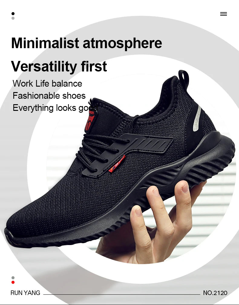 Zapatillas de trabajo con punta de acero para hombre, zapatos de seguridad, botas de trabajo a prueba de perforaciones, calzado Indestructible de moda