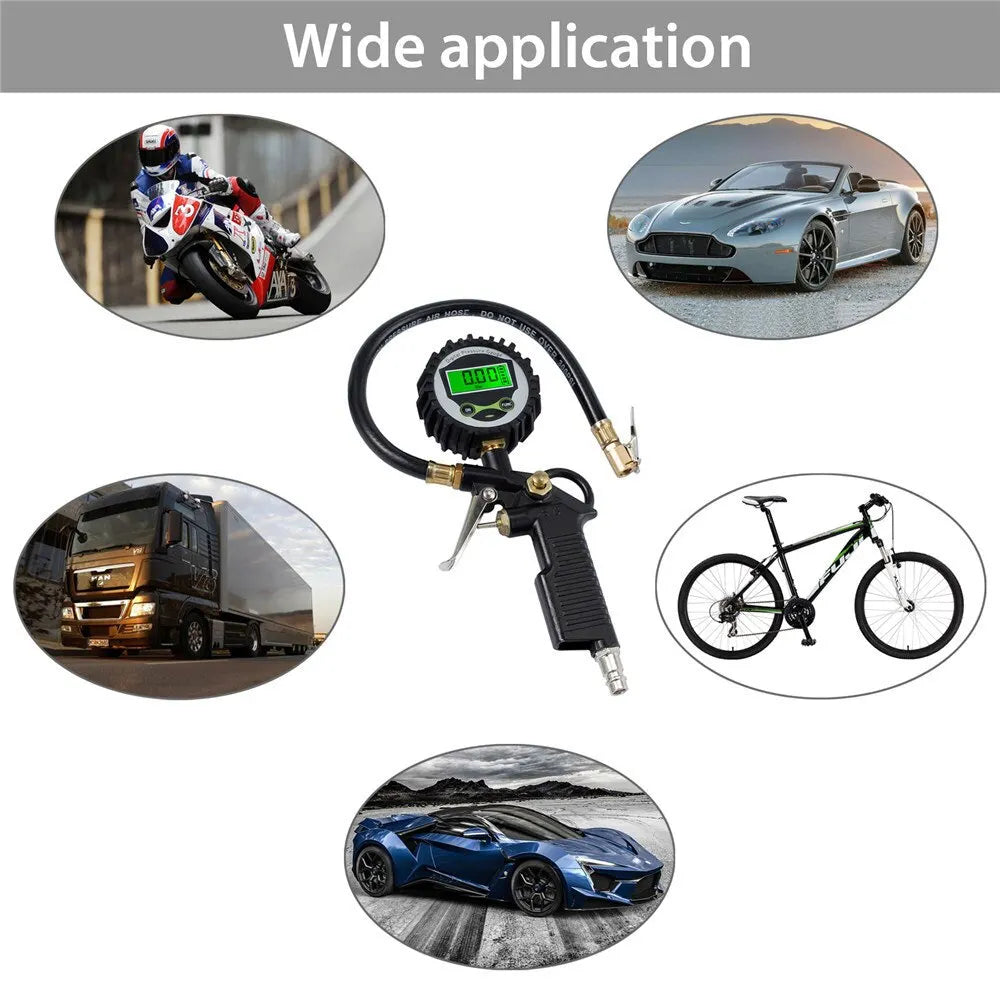 Pantalla LCD Digital para coche, bicicleta, Motor, retroiluminación LED, probador de vehículo, medidor de inflado de presión de aire de neumáticos de la UE